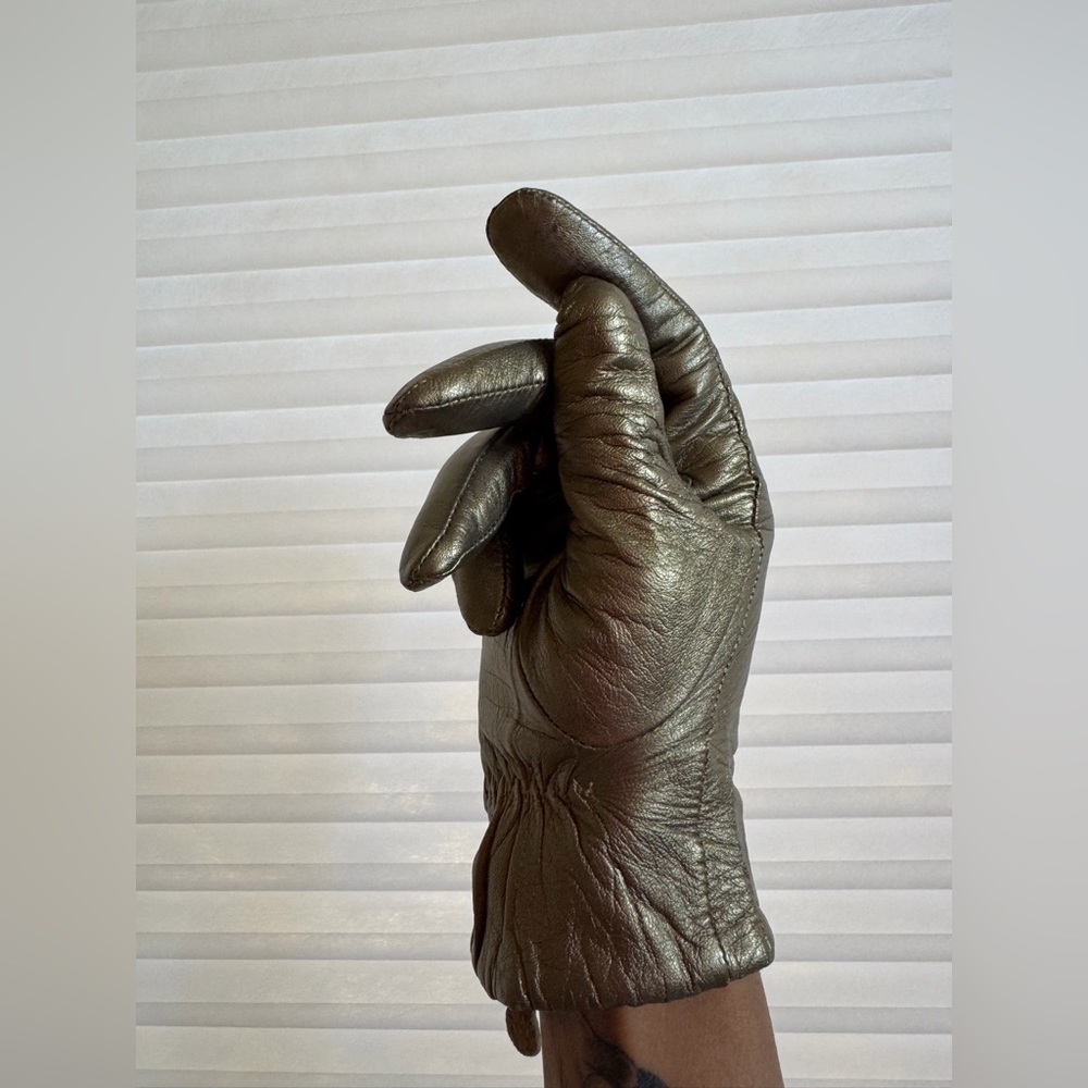 Metallic Bronze Leather Gloves – Genuine Leather - Picture 6 of 12